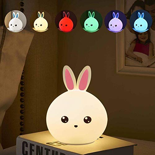 Luz Nocturna Infantil Recargable LED Mesilla de Noche Lámpara de Silicona y Portátil con Luces de Colores para Bebé Niños Niñas, Dormitorio y Guardería Decoración Rosa