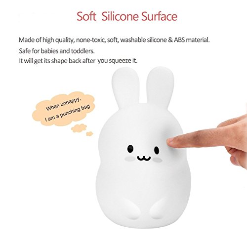 Luz Nocturna Infantil Tekemai, Luz de Noche Bebé, Lámpara de Mesa, lámpara de cabecera,9 colores cambiando/USB recargable/control remoto y táctil regulable,Navidad y regalos de cumpleaños - Conejo