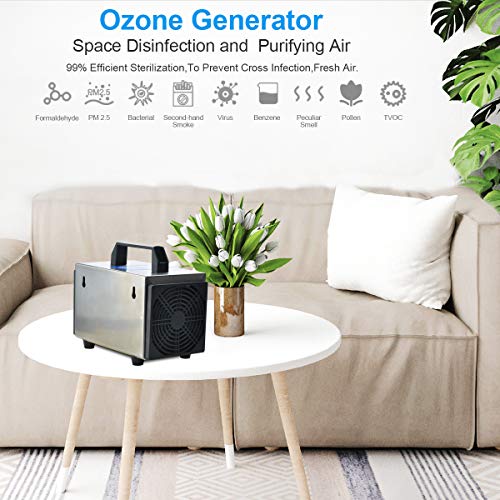 Lychee Generador de ozono Comercial Profesional,10,000mg/h 220V Purificador de Aire de ozono móvil Ozone Machine O3 con Temporizador para Hogar, Oficina, Humo,Automóviles y Mascotas