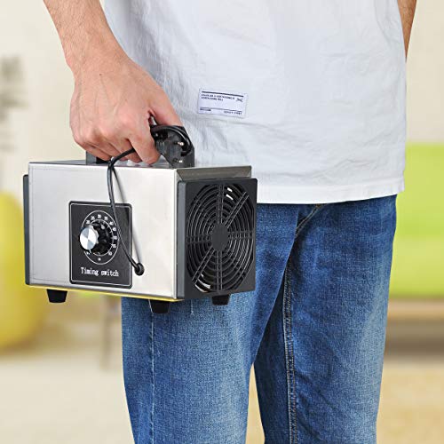 Lychee Generador de ozono Comercial Profesional,10,000mg/h 220V Purificador de Aire de ozono móvil Ozone Machine O3 con Temporizador para Hogar, Oficina, Humo,Automóviles y Mascotas