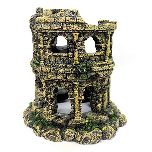 M2cbridge Ruinas de columna romana antigua, castillo europeo, decoración para acuario, tanque de peces, escondite rocas