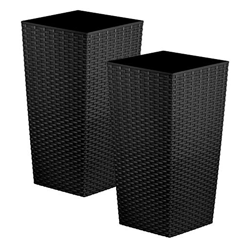 Macetas de tamaño grande, de la marca CrazyGadget, 2 unidades, plástico, negro, 26.6L
