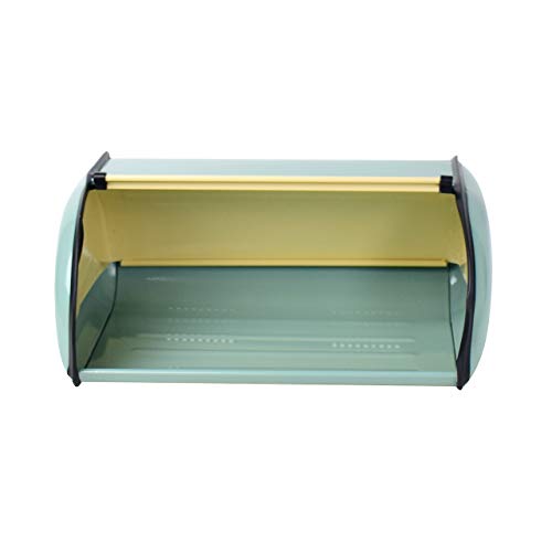 Magiin - Panera de metal con tapa deslizante, recipiente para almacenamiento, perfecta para cocina, hogar, cocina, fiesta, hotel, restaurante azul