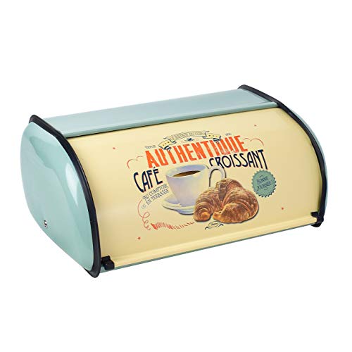 Magiin - Panera de metal con tapa deslizante, recipiente para almacenamiento, perfecta para cocina, hogar, cocina, fiesta, hotel, restaurante azul