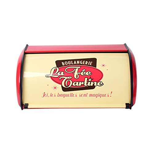Magiin - Panera de metal con tapa deslizante, recipiente para almacenamiento, perfecta para cocina, hogar, cocina, fiesta, hotel, restaurante rosso