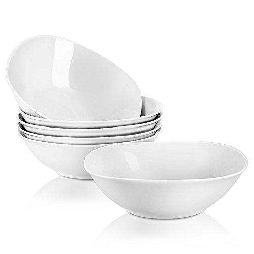 MALACASA, Serie Elisa,12 piezas Vajillas de Cuencos de Porcelana Color Crema 6,7"Cuencos 17x17x5cm Tazón de Cereal Tazones de Sopa Tazones de Postre para 12 Personas
