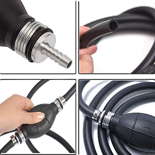 Manguera de Combustible Goma Universal 8mm Línea de Asamblea Fuera de Borda para Coche Barco Marino, Negro, Bomba de Mano de Gasolina y Diésel para Coche, Barco Marino