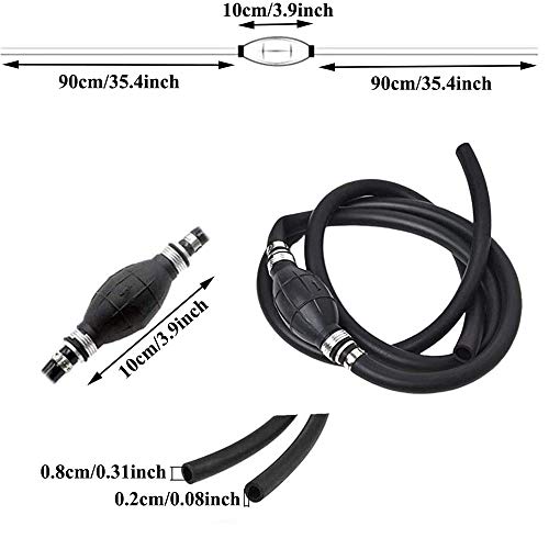 Manguera de Combustible Goma Universal 8mm Línea de Asamblea Fuera de Borda para Coche Barco Marino, Negro, Bomba de Mano de Gasolina y Diésel para Coche, Barco Marino