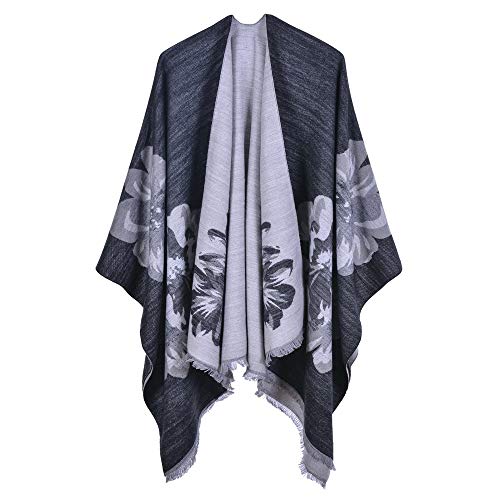 Mantón De Pelo Suelto De Doble Cara Para Mujer, Mantón Grueso Dividido Telar Jacquard De Moda, Capa Dividida Cálida