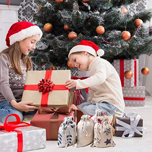 Maojuee 20 Piezas Bolsa de Cordón de Algodón y Lino Para Guardar Regalos Bolsa de lino de algodón Impresión Floral Bolsas de Arpillera 10×14 CM (B)