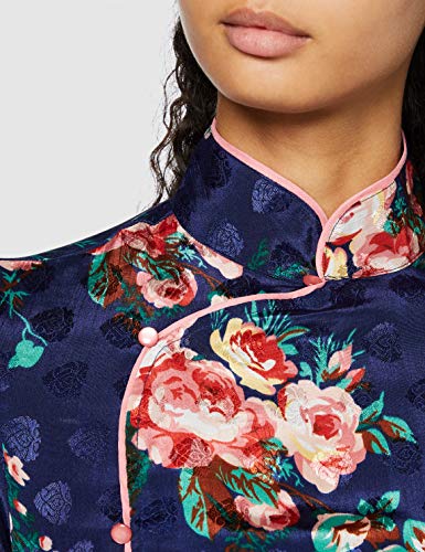 Marca Amazon - find. Vestido Corto de Flores Mujer, Multicolor (Multicolour Blue Floral), 38, Label: S
