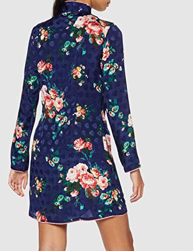 Marca Amazon - find. Vestido Corto de Flores Mujer, Multicolor (Multicolour Blue Floral), 38, Label: S