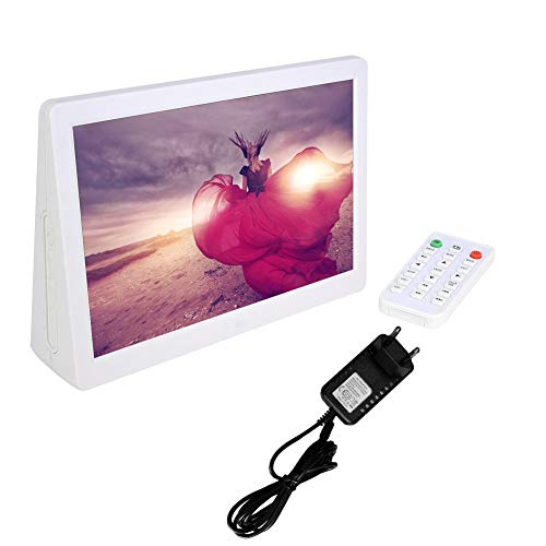 Marco de Fotos Digital HD de 15.4 Pulgadas, Marco de Imagen electrónico de Doble Pantalla, Marco de Fotos Digital, álbum eléctrico con Control Remoto para el hogar(Blanco, UE)