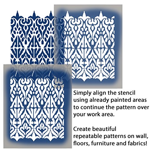 Marroquí Sumatra Ikat Plantilla Decoración Casera De Pared Patrón Arte Y Artesanía Plantilla Pintura Paredes Telas & Muebles 190 Mylar Modelo Reutilizable