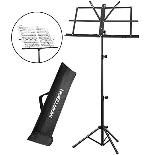 MARTISAN Atril para Partitura Plegable Portátil Musica Metalico Soporte de Ajustables con Bolsa de Transporte