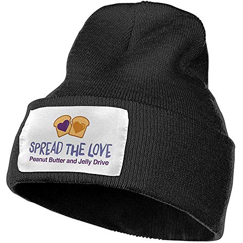 Maselia Sombreros de Gorro Holgados Unisex de Mantequilla de maní y Jalea - Gorros de Invierno Gruesos, WarmandStylish Negros