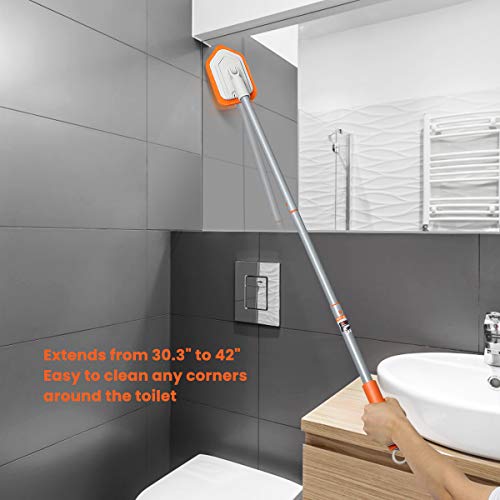 MATCC Cepillo de baño y bañera Extensible Fregadora retráctil Cabezal de Cepillo de Esponja para Limpiar Baño Cocina Baldosas de Cerámica 107cm