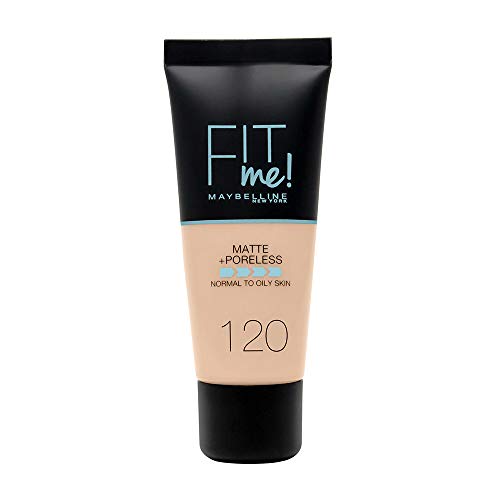 Maybelline New York - Fit Me, Base de Maquillaje Mate Afina Poros, Tono 120 Classic Ivory - 30 ml