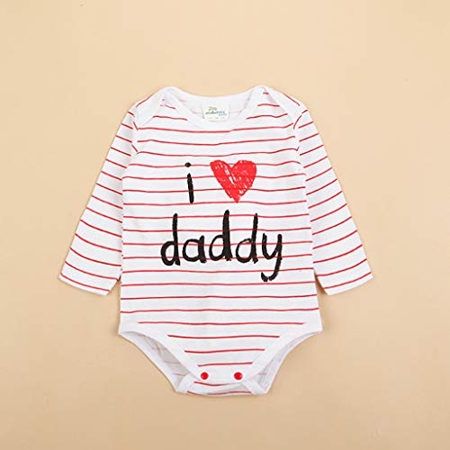MAYOGO Mameluco Bebe Ropa Bebe Te Quiero Mama Mangas Largo Disfraz Bebe Niña Raya Ropa para Bebes Recien Nacidos Pelele O Cuello Mono Bebe Niña 0 a 24 Meses