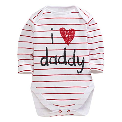 MAYOGO Mameluco Bebe Ropa Bebe Te Quiero Mama Mangas Largo Disfraz Bebe Niña Raya Ropa para Bebes Recien Nacidos Pelele O Cuello Mono Bebe Niña 0 a 24 Meses