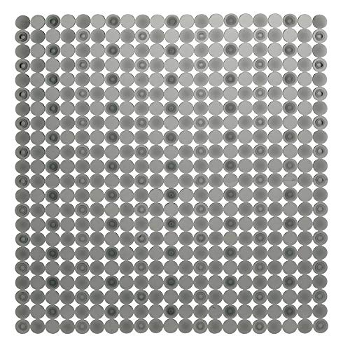 mDesign Alfombra de ducha de plástico – Alfombra antideslizante rectangular para el baño con ventosas – Moderna alfombra de baño para ducha y bañera – gris oscuro