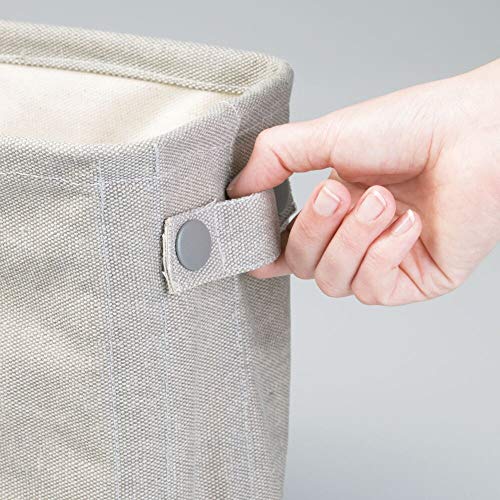 mDesign – Elegante organizador de tela de algodón para papel higiénico (pequeño) – Organizador de revistas de color gris claro – Cesta para el baño y para el salón