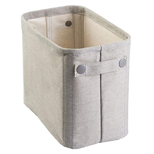 mDesign – Elegante organizador de tela de algodón para papel higiénico (pequeño) – Organizador de revistas de color gris claro – Cesta para el baño y para el salón