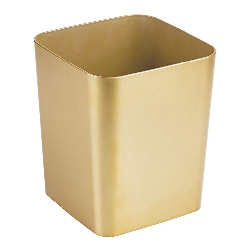 mDesign Elegante Papelera de baño de plástico – Versátil Cubo de Basura Cuadrado para el Cuarto de baño – Estable Papelera de diseño, también útil para el despacho o la Cocina – Color latón