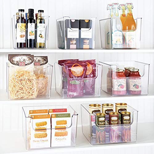 mDesign Juego de 4 cajas de almacenaje de alimentos – Organizador de nevera, armario o congelador con frontal abierto – Caja de plástico sin BPA para frigorífico – transparente