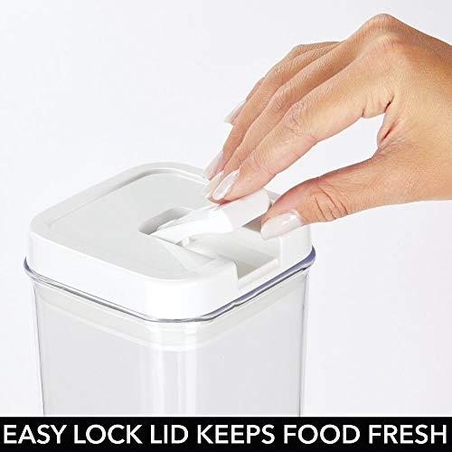 mDesign Juego de 6 recipientes para alimentos – Botes organizadores herméticos de plástico para cocina y nevera – Organizador de cocina sin BPA para café, cereales, ingredientes y demás – transparente