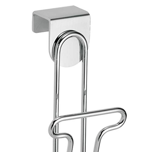 mDesign Organizador de baño - Soporte para secador de Pelo sin Perforaciones en Color Cromado - Ideal también para Plancha Pelo