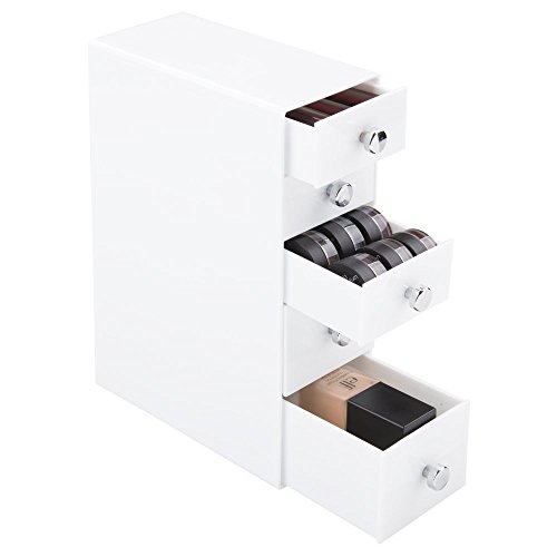mDesign organizador de maquillaje color blanco - Práctico organizador plastico con 5 cajones - Ideal para almacenar sus cosméticos y productos de belleza