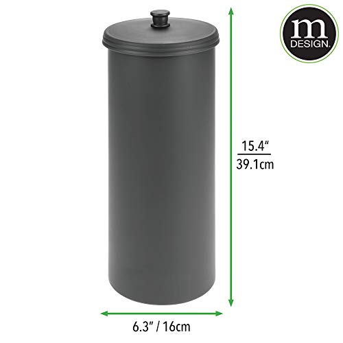 mDesign Portarrollos de pie – Dispensador de papel higiénico para el baño – Almacenaje de baño para 3 rollos de papel higiénico – gris oscuro