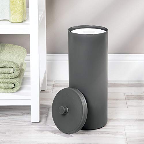 mDesign Portarrollos de pie – Dispensador de papel higiénico para el baño – Almacenaje de baño para 3 rollos de papel higiénico – gris oscuro