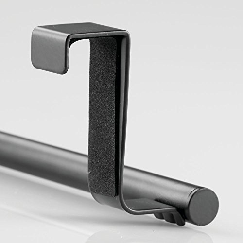 mDesign Soporte para toallas y repasadores -Toallero para cocina colgante - Accesorio para armario, se coloca sobre la puerta sin herramientas - Largo: 23 cm - negro mate