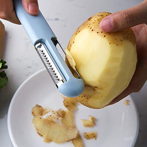 MED Cuchillo de la Fruta portátil Conjunto Domésticos de Cocina Peeler multifunción de Acero Inoxidable Cortador de Alambre 3 en 1 pelador (Color : Verde)