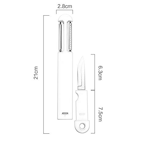 MED Cuchillo de la Fruta portátil Conjunto Domésticos de Cocina Peeler multifunción de Acero Inoxidable Cortador de Alambre 3 en 1 pelador (Color : Verde)
