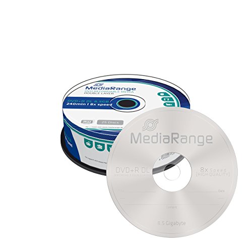 MediaRange MR469 DVD en Blanco 8,5 GB DVD+R DL 25 Pieza(s) - DVD+RW vírgenes (8,5 GB, DVD+R DL, 25 Pieza(s), 8X, Caja para Pastel)