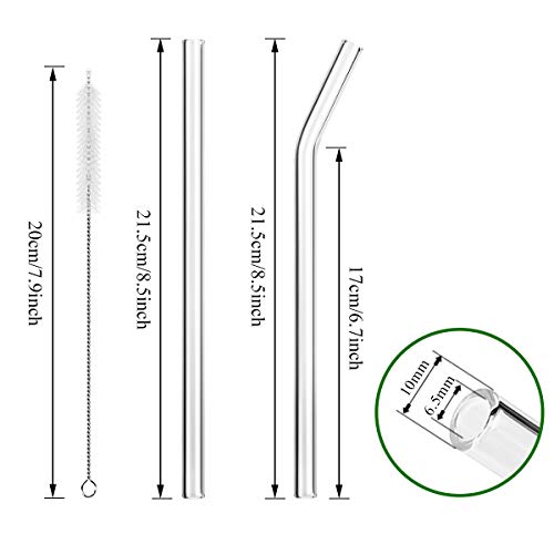 MELLIEX 16 Pcs Pajitas Reutilizables de Vidrio, Eco Pajitas para Licuado de Cóctel y Bebidas Calientes con 4 Cepillos de Limpieza