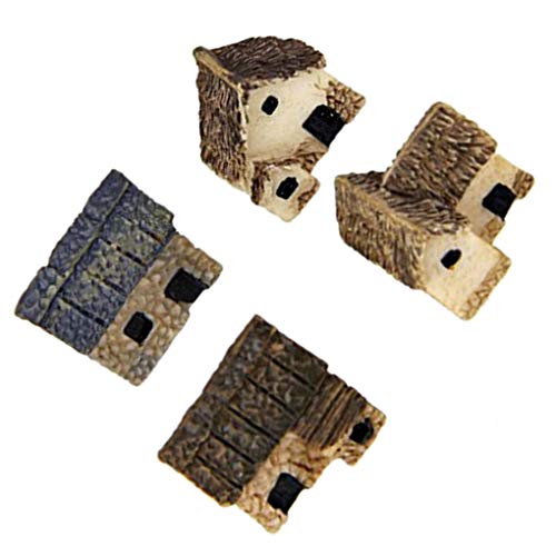 Mengonee 4pcs Kit Miniatura Hada del jardín de Piedra Casas Mini Cottage Casa Decor miniaturas Accesorios Jardinería Decoración