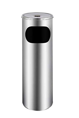 Metlex- Cenicero de pie Bandeja de cigarrillos exterior Acero inoxidable - Plata (MX-9167)