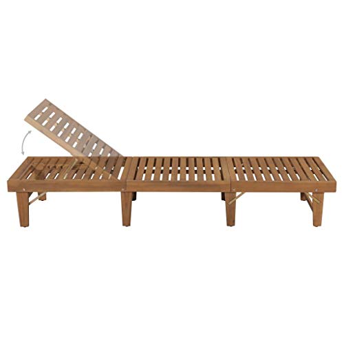 mewmewcat Tumbona Plegable de Jardín Tumbona de Exterior,Respaldo Durabilidad y Practicidad Madera Maciza de Acacia 200x61x30/86cm