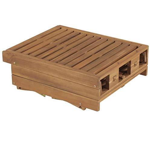 mewmewcat Tumbona Plegable de Jardín Tumbona de Exterior,Respaldo Durabilidad y Practicidad Madera Maciza de Acacia 200x61x30/86cm