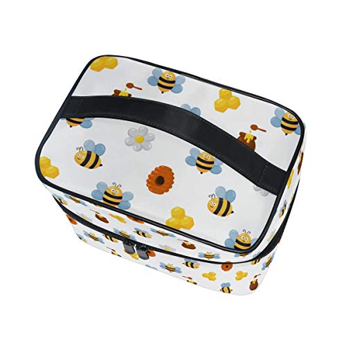 Miel De Abeja Linda Blanca Bolsa Mochila de Maquillaje Almacenamiento Organizador de Cosméticos Portátil Estuche para Mujeres Señoras Niñas