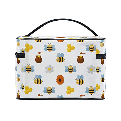 Miel De Abeja Linda Blanca Bolsa Mochila de Maquillaje Almacenamiento Organizador de Cosméticos Portátil Estuche para Mujeres Señoras Niñas