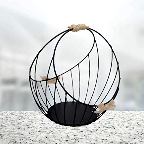 Milisten - Cestas de Huevos de Granja rústicas Decorativas de Hierro para decoración del hogar con asa para baño, Dormitorio, Cocina, Color Negro