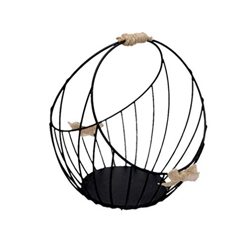 Milisten - Cestas de Huevos de Granja rústicas Decorativas de Hierro para decoración del hogar con asa para baño, Dormitorio, Cocina, Color Negro