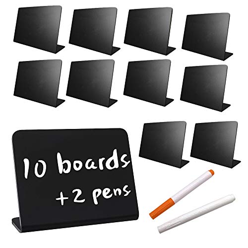Mini letreros de pizarra de pie, letrero de tiza acrílica para alimentos, fácil de escribir y limpiar, para marcadores de tiza líquida y tiza, pequeño mensaje de plástico, números de mesa