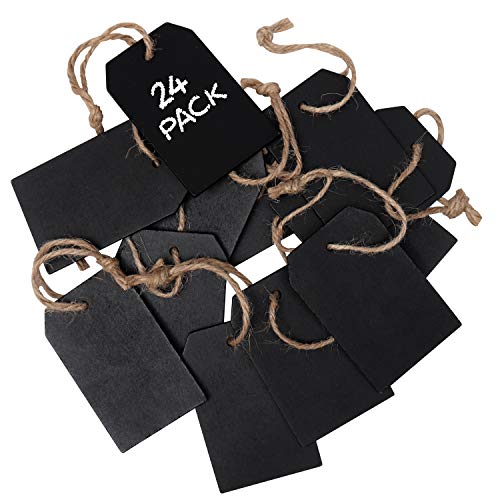 Mini Pizarra (24 Piezas) - 8 x 5 cm Borrable Etiqueta Pizarra Dos Lados para Colgar Mensajes, Fiestas, Números de Mesa, Carteles de Alimentos, Regalos, Decoración de Eventos, Etiquetas de Precio