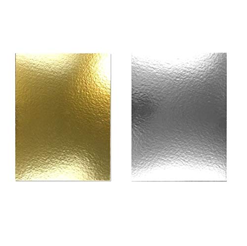Miss Bakery's House - Bandeja para tartas (3 mm, cuadrada) 30x40 cm - 10 Stück Gold & Silber - Beidseitig